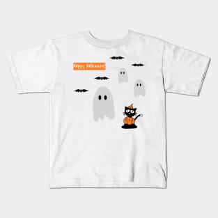 Happy Halloween Pumpkin, Ghosts & Bats Sticker Pack Kids T-Shirt